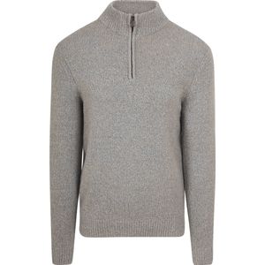 Suitable Half Zip Pullover Boiled Wool Grijs - Heren - Pullovers
