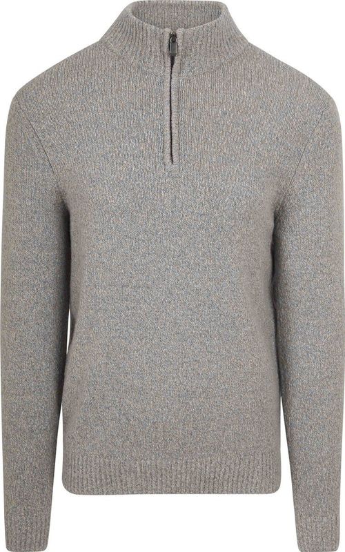 Suitable Half Zip Pullover Boiled Wool Grijs - Heren - Pullovers