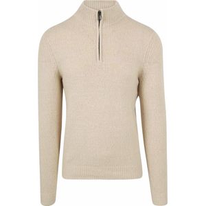 Suitable Half Zip Pullover Boiled Wool Ecru - Heren - Pullovers