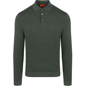Suitable - Longsleeve Polo - Donkergroen - Heren - Modern-Fit