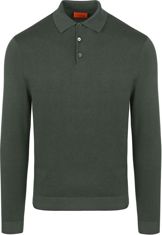 Suitable - Longsleeve Polo - Donkergroen - Heren - Modern-Fit