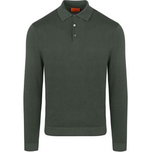 Suitable - Longsleeve Polo - Donkergroen - Heren - Modern-Fit