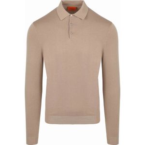 Suitable - Longsleeve Polo - Beige - Heren - Modern-Fit