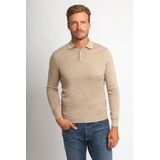 Suitable - Longsleeve Polo - Beige - Heren - Modern-Fit