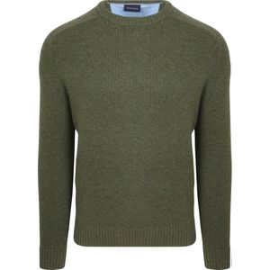 Suitable Lamswol Trui Ronde Hals Olijfgroen - Heren - Pullovers