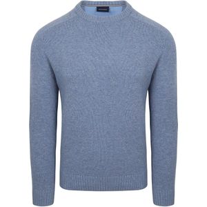 Suitable Lamswol Trui Ronde Hals Lichtblauw - Heren - Pullovers