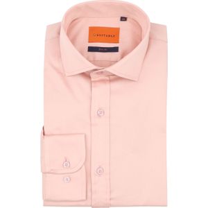 Suitable - Satin Stretch - Overhemd - Roze - Slim-Fit