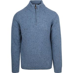 Suitable - Half Zip Trui - Blauw - Tweed Wol Blend