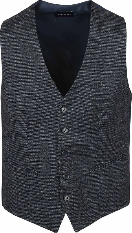 Suitable - Gilet - Donkerblauw - Modern-Fit - 100% Merinowol