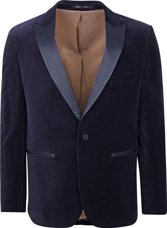 Suitable - Smoking Blazer - Donkerblauw - Velvet - Modern-Fit