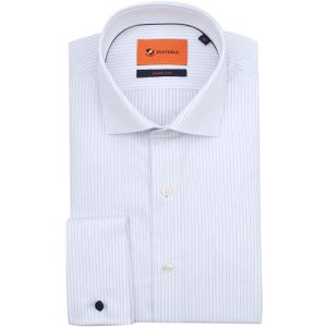Suitable - Overhemd - Wit - Twill - Dubbel Manchet - Formeel