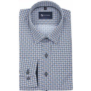 Suitable - Overhemd - Blauw Beige Wit Dessin - Casual Shirt