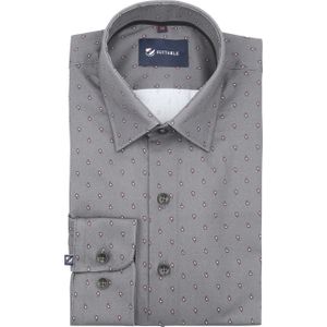 Suitable Overhemd Paisley Antraciet - Maat 39 - Heren - Casual Shirt