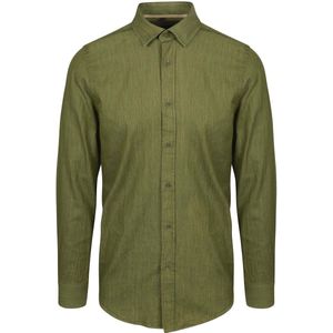 Suitable - Overhemd - Groen - Slim-Fit - 100% Katoen