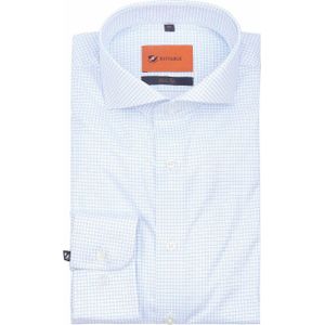 Suitable - Overhemd - Lichtblauw - Katoen - Slim-fit - Ruit Dessin