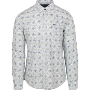 NZA - Overhemd - Blauw - Katoen/Linnen - Regular-fit