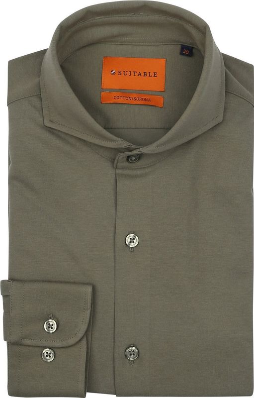Suitable - Overhemd - Donkergroen - Slim-Fit - Heren
