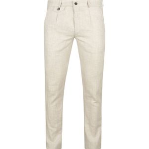 Suitable Chino broek Linen Blend Ruiten Beige - Maat 46 - Heren - Mannen broeken