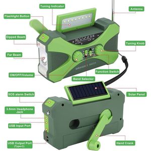 Noodradio – Solar Emergency Radio – Kamperen Outdoor Survival Radio – Powerbank – Zaklamp – Zonne Energie