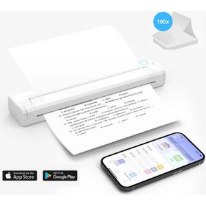 MOT-stores draagbare thermische A4 printer - Incl papier - afdrukken via telefoon - Draadloos - Bluetooth
