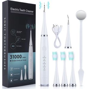 Premium oplaadbare sonische tandsteen verwijderaar - elektrische tandenborstel - complete set - 5 standen - wit - 31.000/min