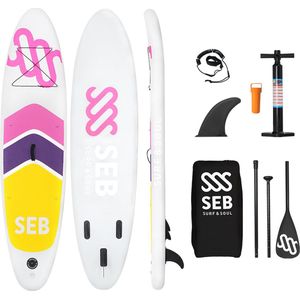 SEB SUP 10'6 Grey - Neon Pink | Sup Board Opblaasbaar - Complete Set - Paddle Board