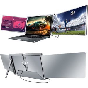 E3MAX Tri-screen - Portable Monitor - Triple screen - Beeldscherm - Monitoren - Beschermhoes - 1 Cable-Model - Windows/MacOS - 2x 13.3 Inch Full HD - Laptopscherm: 13"" - 17.3