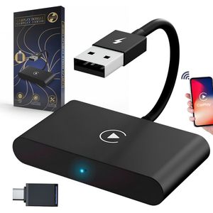 Asawa CarPlay Dongle - 2024 Verbeterd Model - Draadloos CarPlay - CarPlay Apple - Inclusief USB-C - Zwart