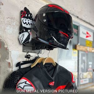 Gray Steel X7 Helmhouder & Wandsteun - Mat Zwart - 7-in-1 Ophangsysteem voor Motoruitrusting, Motorhelmen en Motorkleding