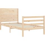 vidaXL Massivholzbett mit Kopfteil 90x200 cm