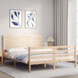 vidaXL Bedframe met hoofdbord massief hout 160x200 cm