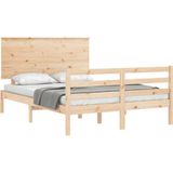 vidaXL - Bedframe - met - hoofdbord - massief - hout - 140x190 - cm