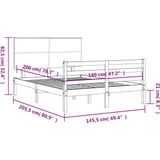 vidaXL Massivholzbett mit Kopfteil Weiß 140x200 cm