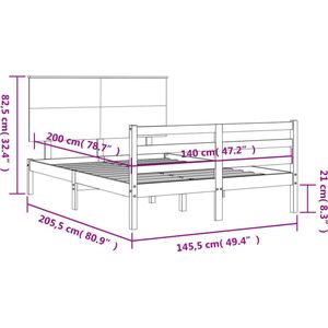 VidaXL Bedframe Hoofdbord Massief Hout Wit 140x200 cm