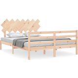 vidaXL - Bedframe - met - hoofdbord - massief - houtx190 - cm