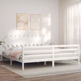 vidaXL Massivholzbett mit Kopfteil Weiß 200x200 cm