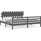 vidaXL-Bedframe-met-hoofdbord-massief-hout-grijs-200x200-cm