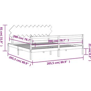 vidaXL Bedframe met hoofdbord massief hout honingbruin 200x200 cm