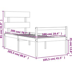 vidaXL Seniorenbed met hoofdbord massief hout wit 100x200 cm