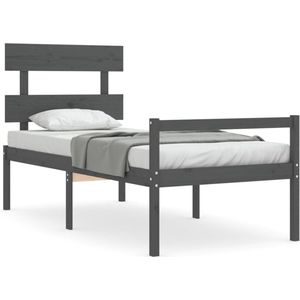 VidaXL Bedframe Massief Hout Grijs 100x200 cm