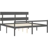 vidaXL-Seniorenbed-met-hoofdbord-massief-hout-grijs-200x200-cm