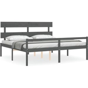 vidaXL-Seniorenbed-met-hoofdbord-massief-hout-grijs-200x200-cm