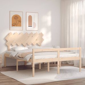 vidaXL Seniorenbed - Hout - 140x190 cm - Met Hoofdbord - Praktische Opbergruimte