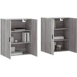 vidaXL Hangkasten 2 st 69,5x34x90 cm grijs sonoma eikenkleurig