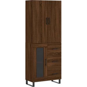 vidaXL Hoge kast 69,5x34x180 cm bewerkt hout bruin eikenkleur