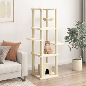 vidaXL - Kattenmeubel - met - sisal - krabpalen - 154 - cm - crèmekleurig