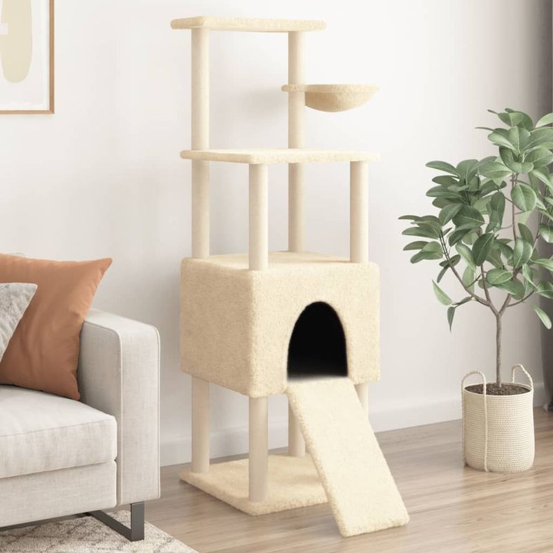 Vidaxl - Kratzbaum mit Sisal-Kratzsäulen Creme 153 cm