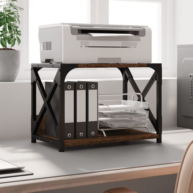 vidaXL - Printerstandaard - Bruin - Bewerkt Hout - 2 Laags