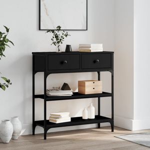 vidaXL Wandtafel - Zwart - Bewerkt Hout - 72,5x25x75 cm