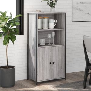 vidaXL Hoge kast 62x36x121,5 cm bewerkt hout grijs sonoma